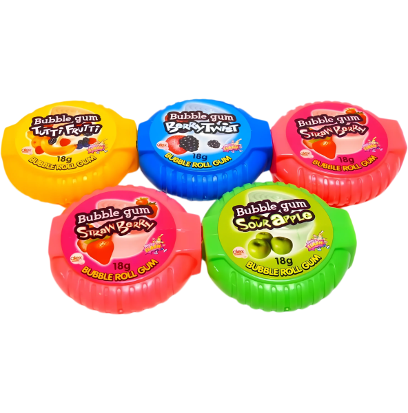 SWEET FLASH - Dr. Candy Bubble Gum Rolls 5 Flavours 90 g